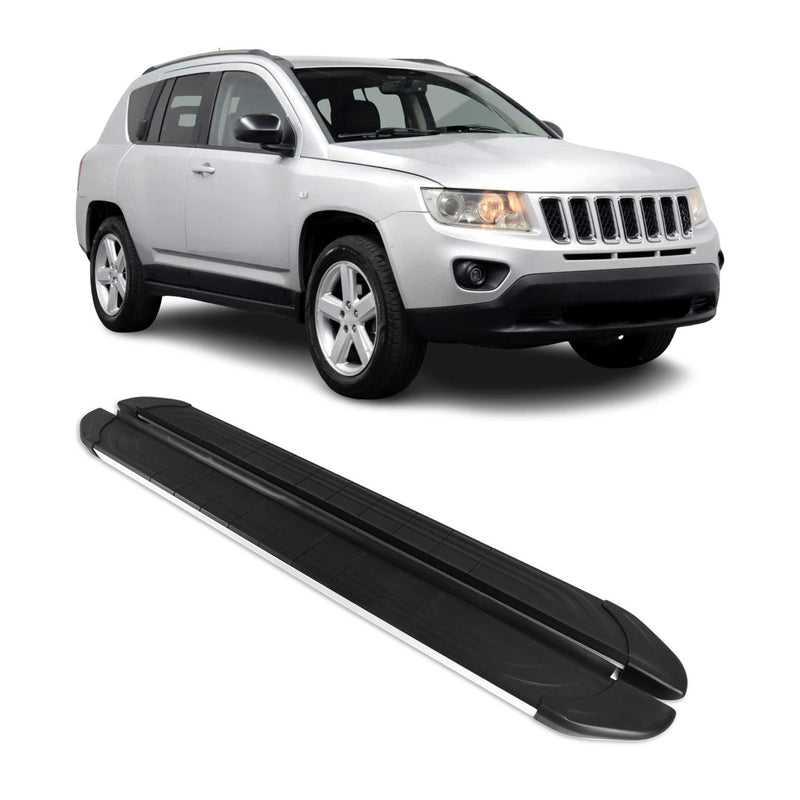 Trittbretter Seitenschweller für Jeep Compass 2011-2016 Aluminium Schwarz Silber