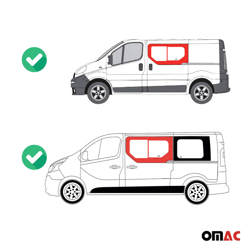 Seitenfenster Schiebefenster Auto für Nissan Primastar 2001-2014 Links L1 L2