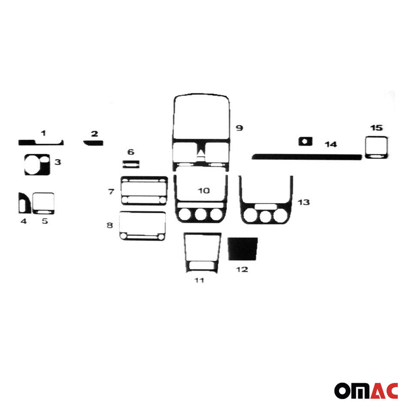 Innenraum Dekor Cockpit für VW Golf 2003-2008 Aluminium Optik 15tlg