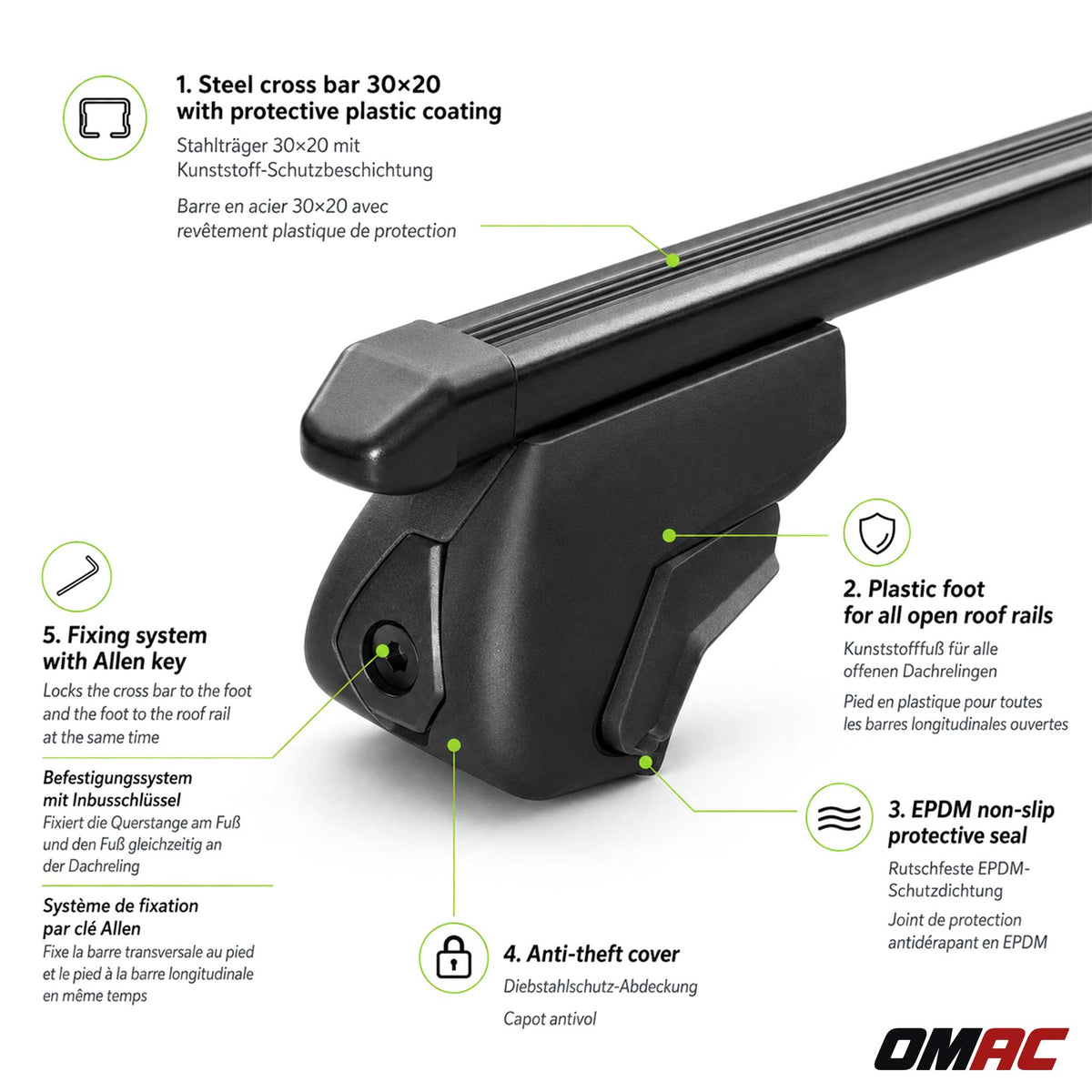 Dachträger für Jaguar X-Type Kombi 2003-2009 Stahl Schwarz Dachgepäckträger