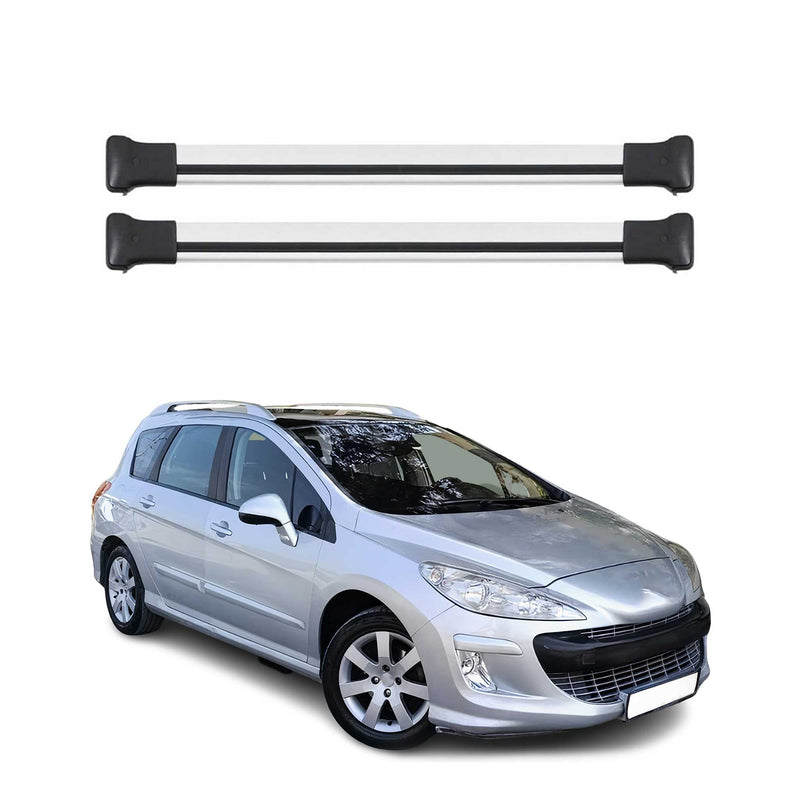 Dachträger Grundtäger für Peugeot 308 Kombi 2007-2013 75kg Alu Grau 2 tlg