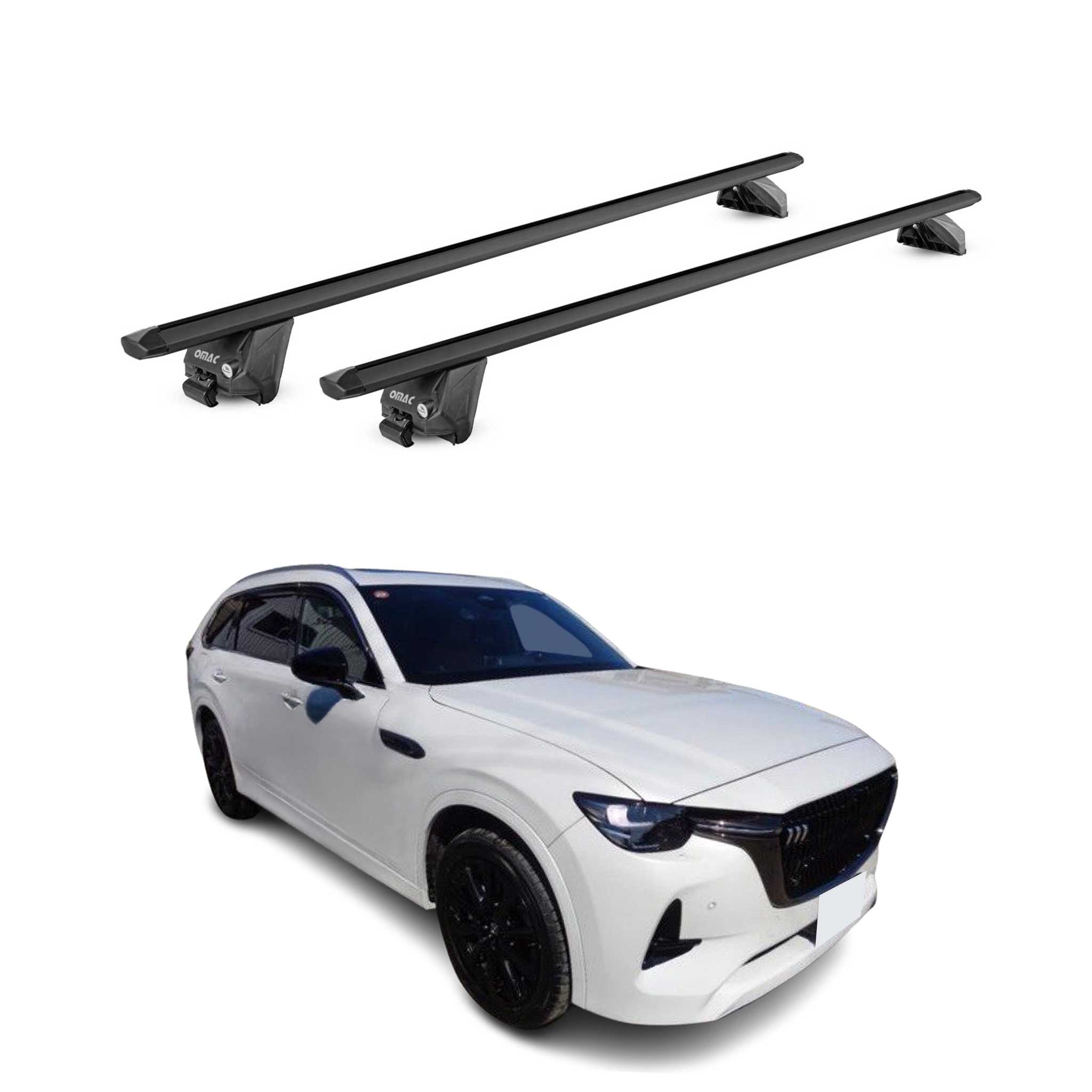 Dachträger Grundtäger für Mazda CX-80 2024-2026 100kg Alu Schwarz 2 tlg ABE