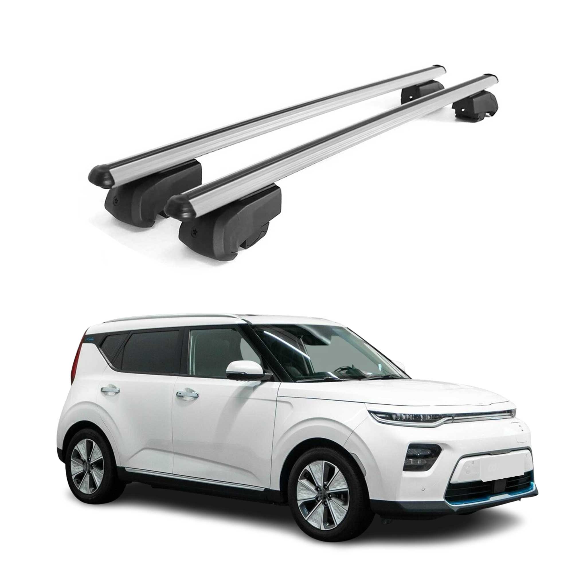 Dachträger Grundträger für Kia Soul EV 2020-2023 Aluminium Silber ABE 2x
