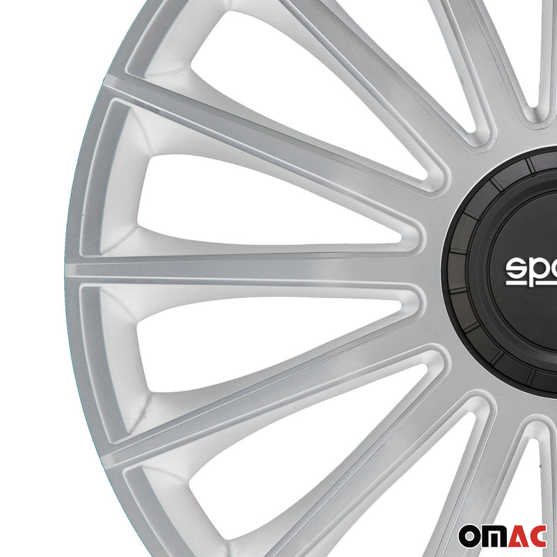 Radkappen Radzierblenden Sparco Treviso 15" Zoll Auto Abdeckung Set Silber 4x