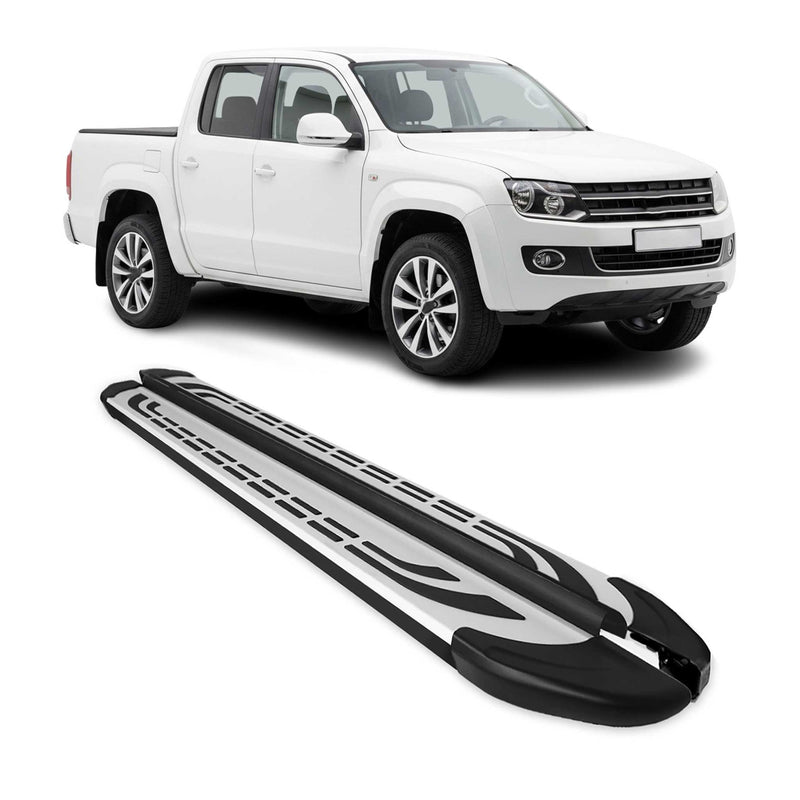 Trittbretter Seitenschweller für VW Amarok DoubleCab 2010-2022 Schwarz Alu