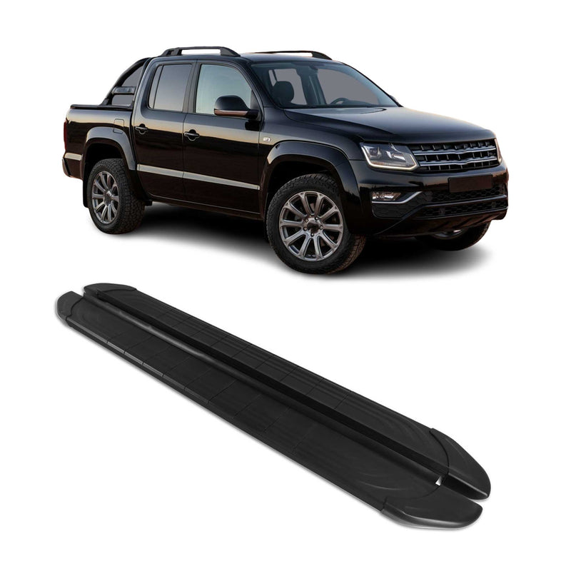 Seitenschweller Trittbretter für VW Amarok DoubleCab 2022-2024 Schwarz Alu 2 tlg