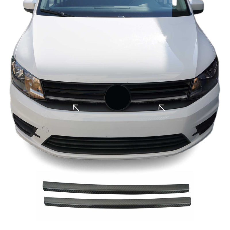 Kühlergrill Leisten Grillleisten für VW Caddy 2015-2020 Kohlefaser Schwarz 2tlg