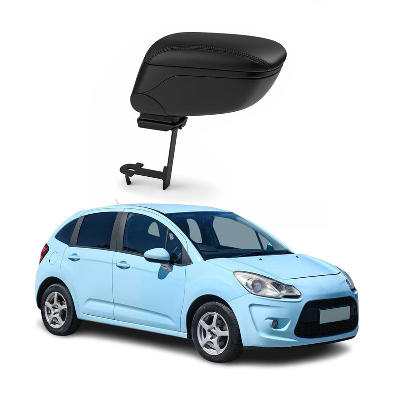 Mittelarmlehne Armlehne Mittelkonsole für Citroen C3 2009-2017 PU-Leder Schwarz