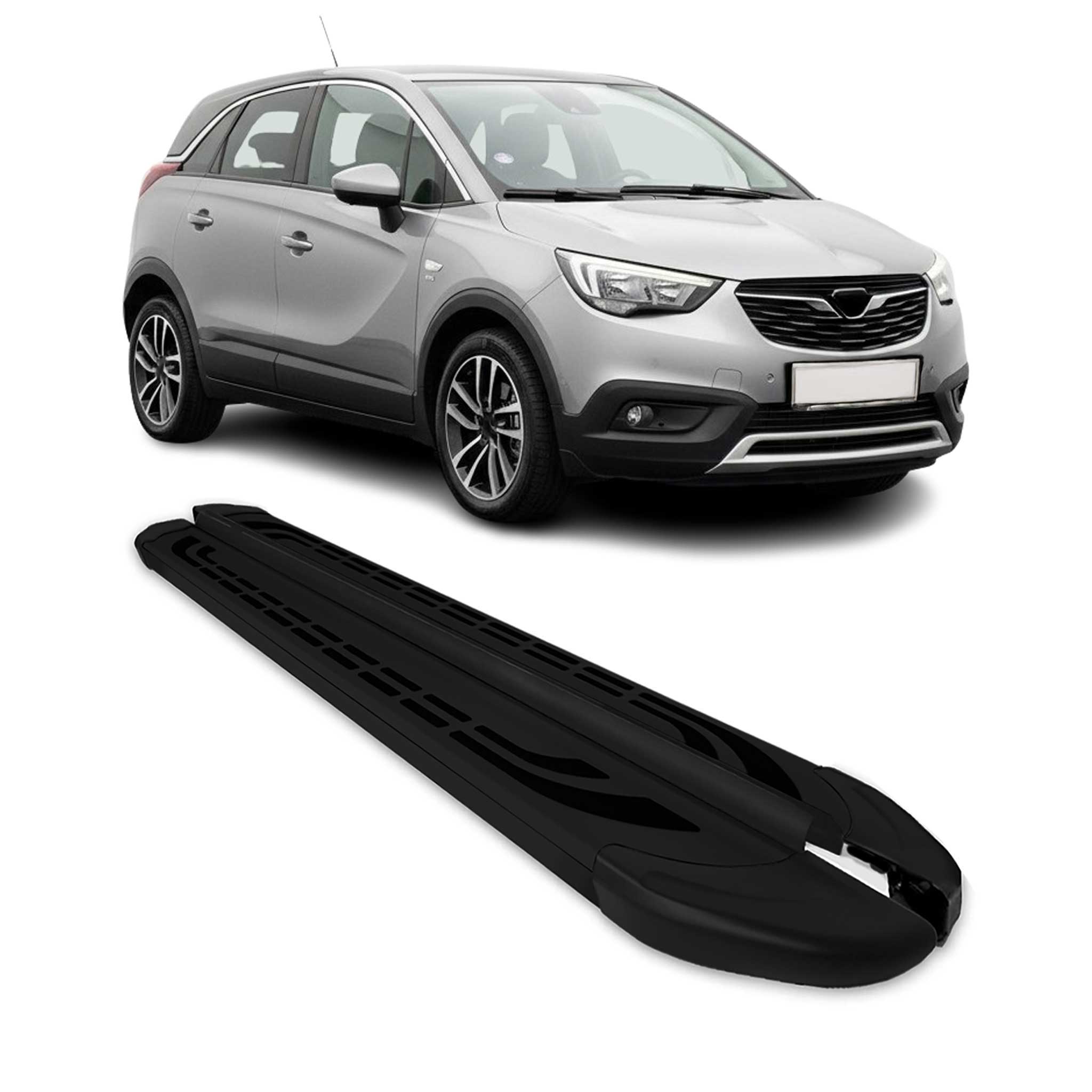 Trittbretter Schweller Seitenbretter für Opel Crossland X 2017-2024 Alu Schwarz