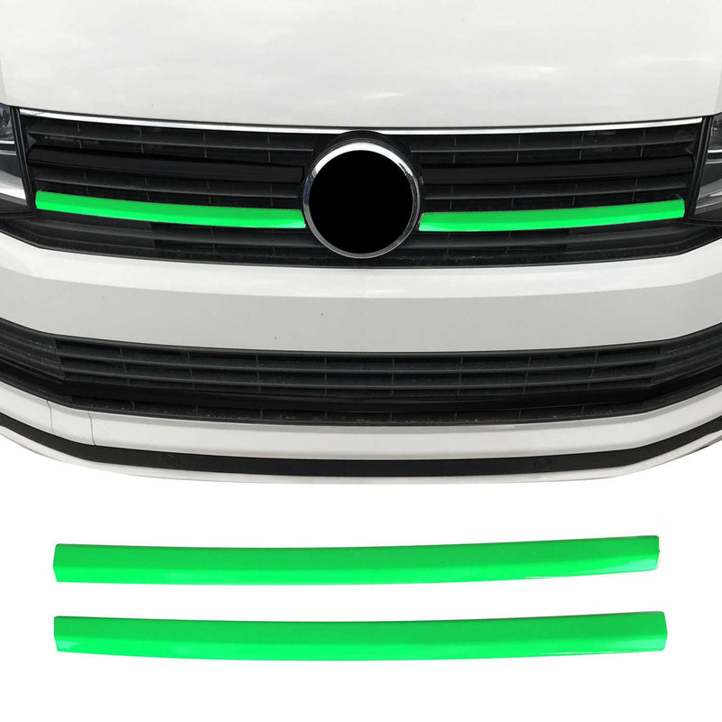 Kühlergrill Leisten Grillleisten für VW T6 2015-2019 Highline Chrom Grün 2tlg