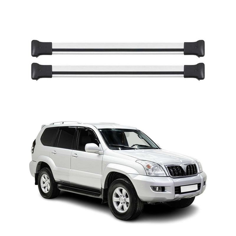 Dachträger Grundtäger für Toyota Land Cruiser 1998-2007 75kg Alu Silber 2 tlg