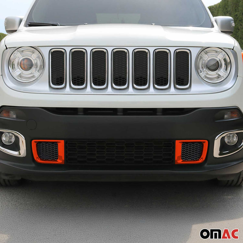 Kühlergrill Leisten Grillleisten für Jeep Renegade 2015-2019 Chrom ABS Orange 2x