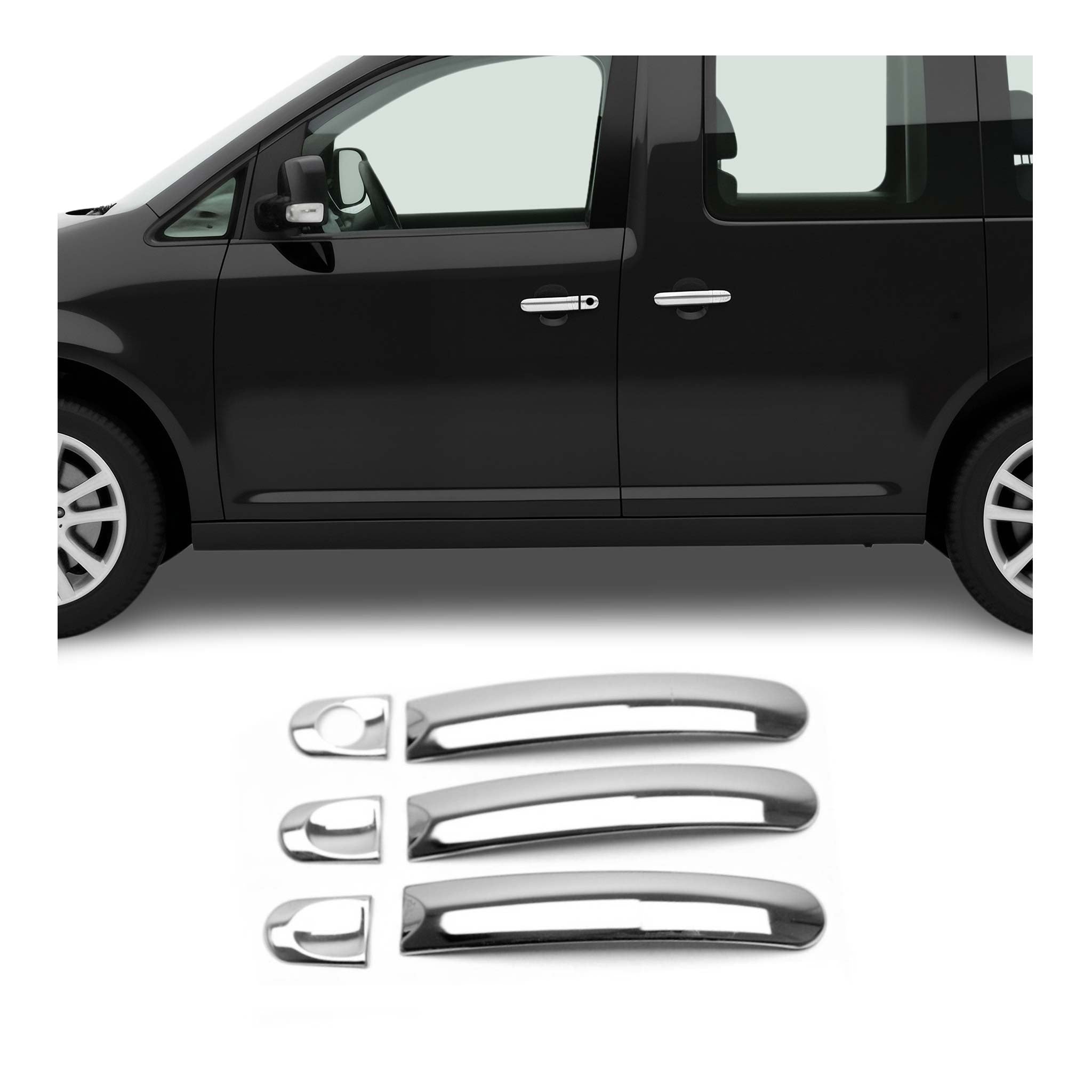 Chrom Türgriff Blende für VW T5 T6 2003-2021 3-Tür Edelstahl 6tlg
