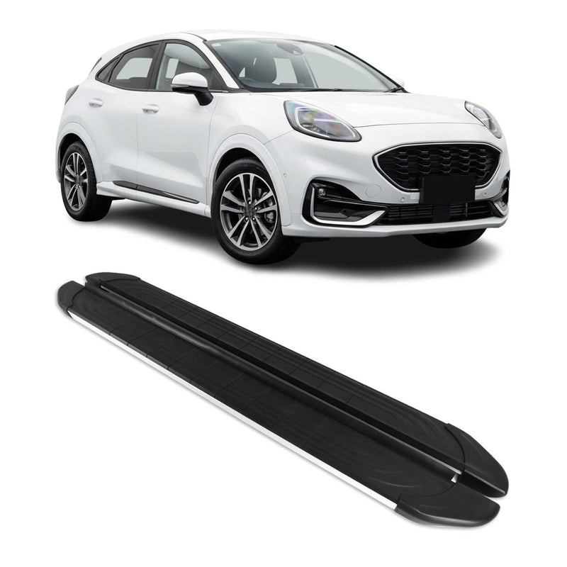 Trittbretter Seitenschweller für Ford Puma 2019-2025 Aluminium Schwarz Silber 2x