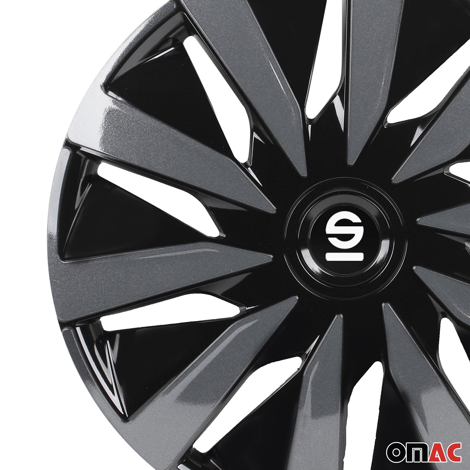 Radkappen Radzierblenden Sparco Lazio 16" Zoll Abdeckung Set Schwarz Grau 4x