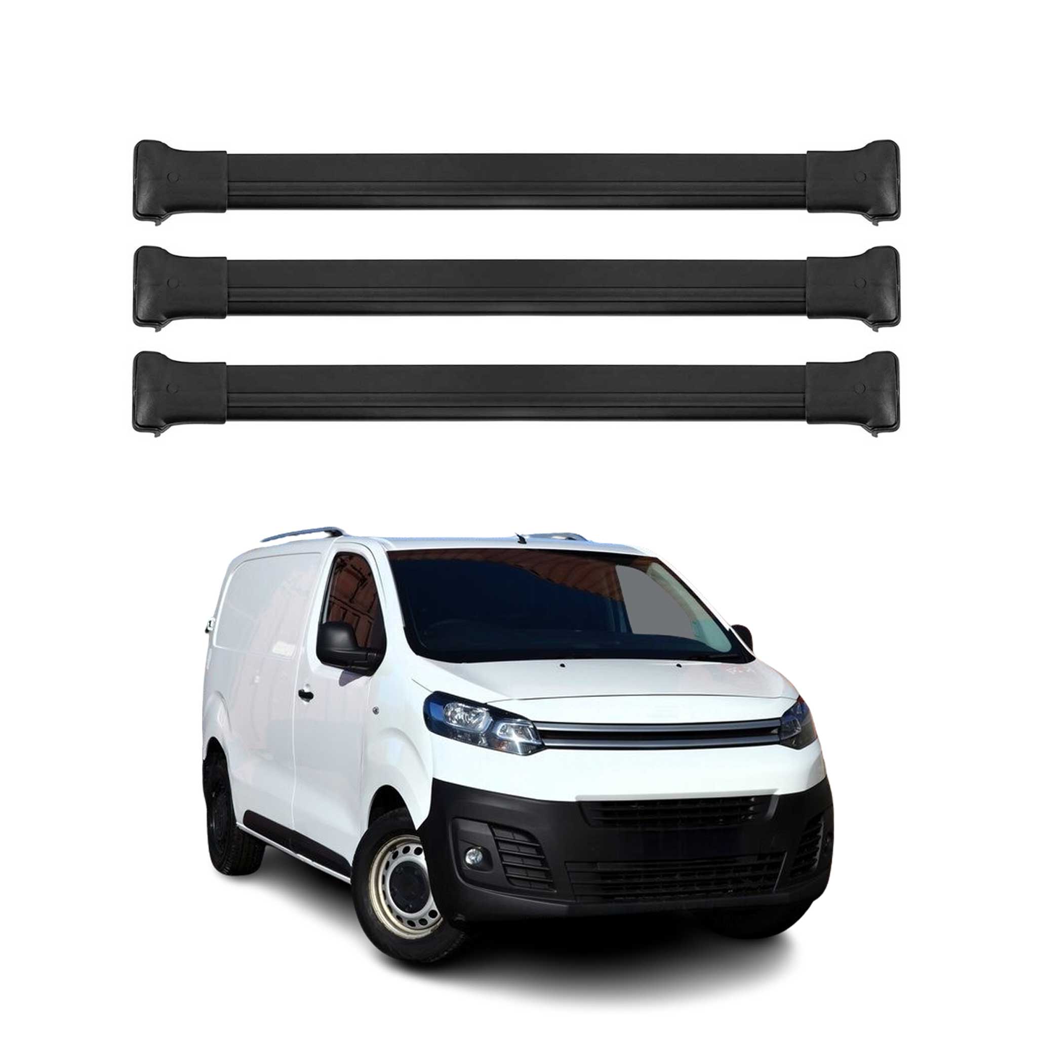 Dachträger Grundtäger für Citroen Jumpy 2016-2026 75kg Aluminium Schwarz 3 tlg