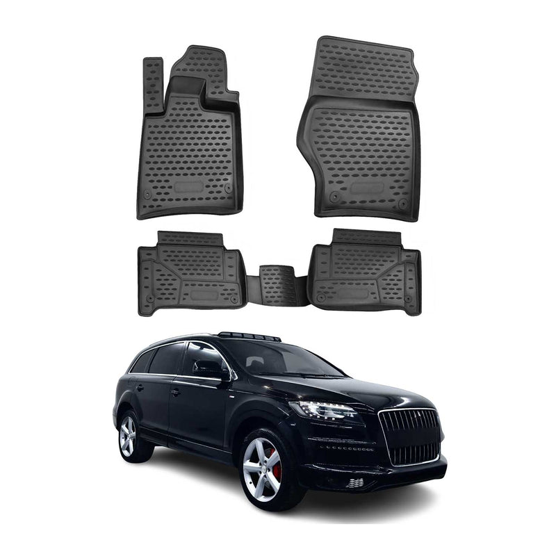 OMAC Gummimatten Fußmatten für Audi Q7 4LB 2006-2015 TPE Automatten Schwarz 4x
