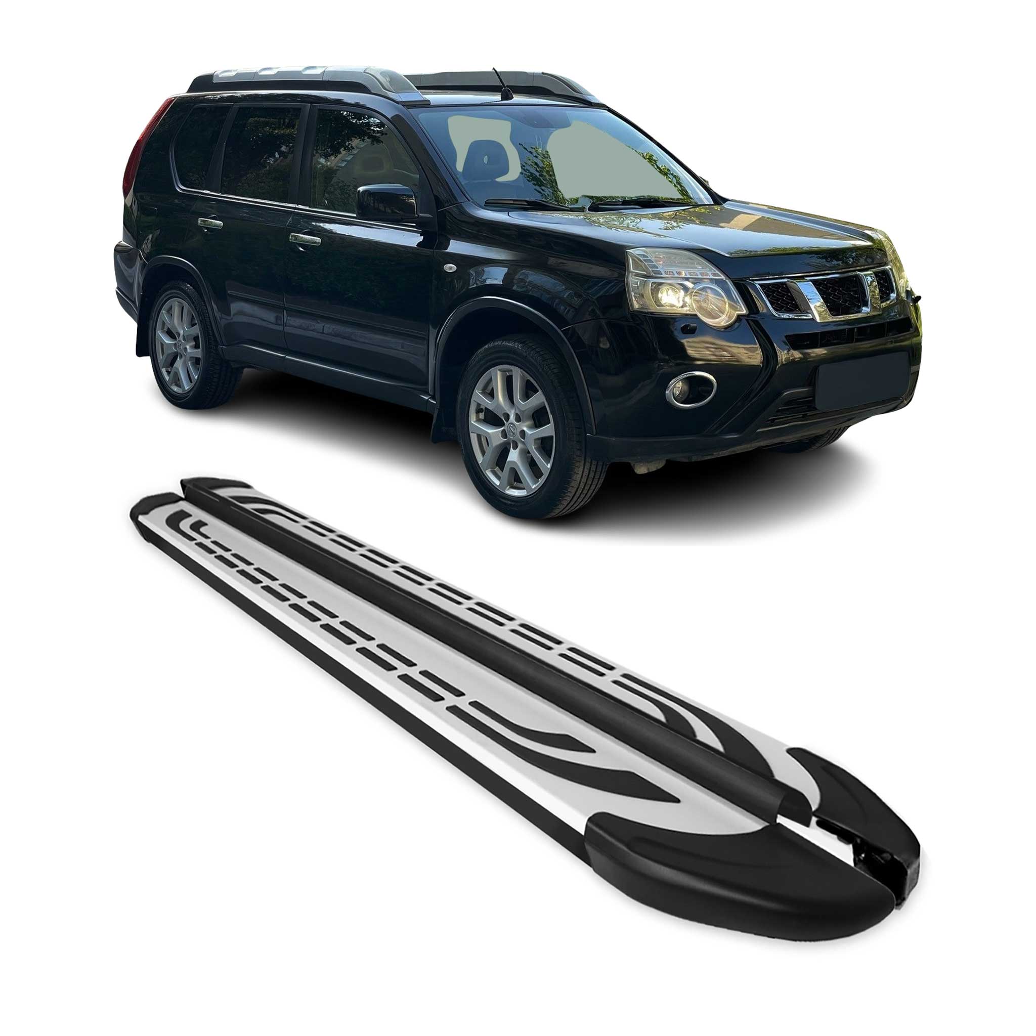 Trittbretter Schweller Seitenbretter für Nissan X-Trail 2008-2014 Alu Schwarz