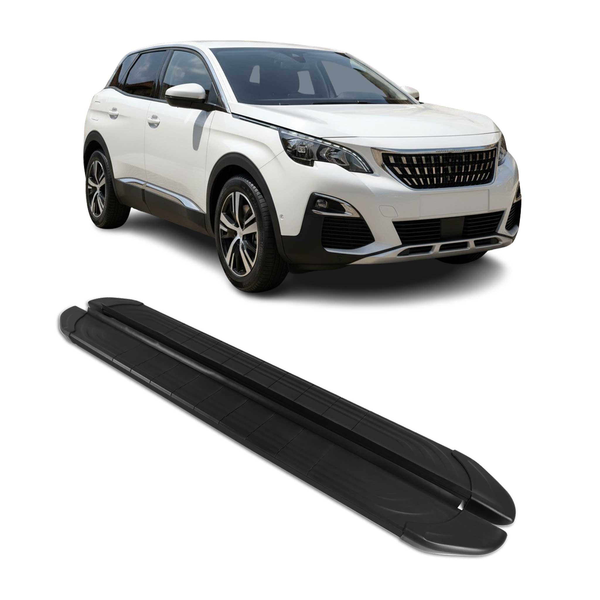 Trittbretter Seitenschweller für Peugeot 3008 2016-2024 Aluminium Schwarz 2tlg
