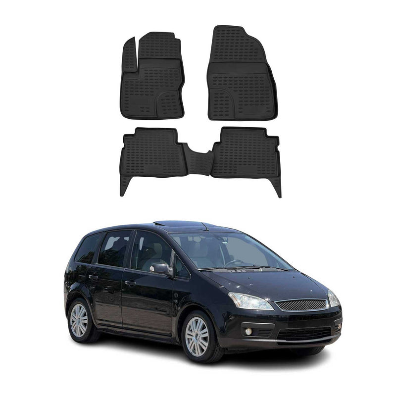 OMAC Gummimatten Fußmatten für Ford C-Max 2003-2010 TPE Automatten Schwarz 4x