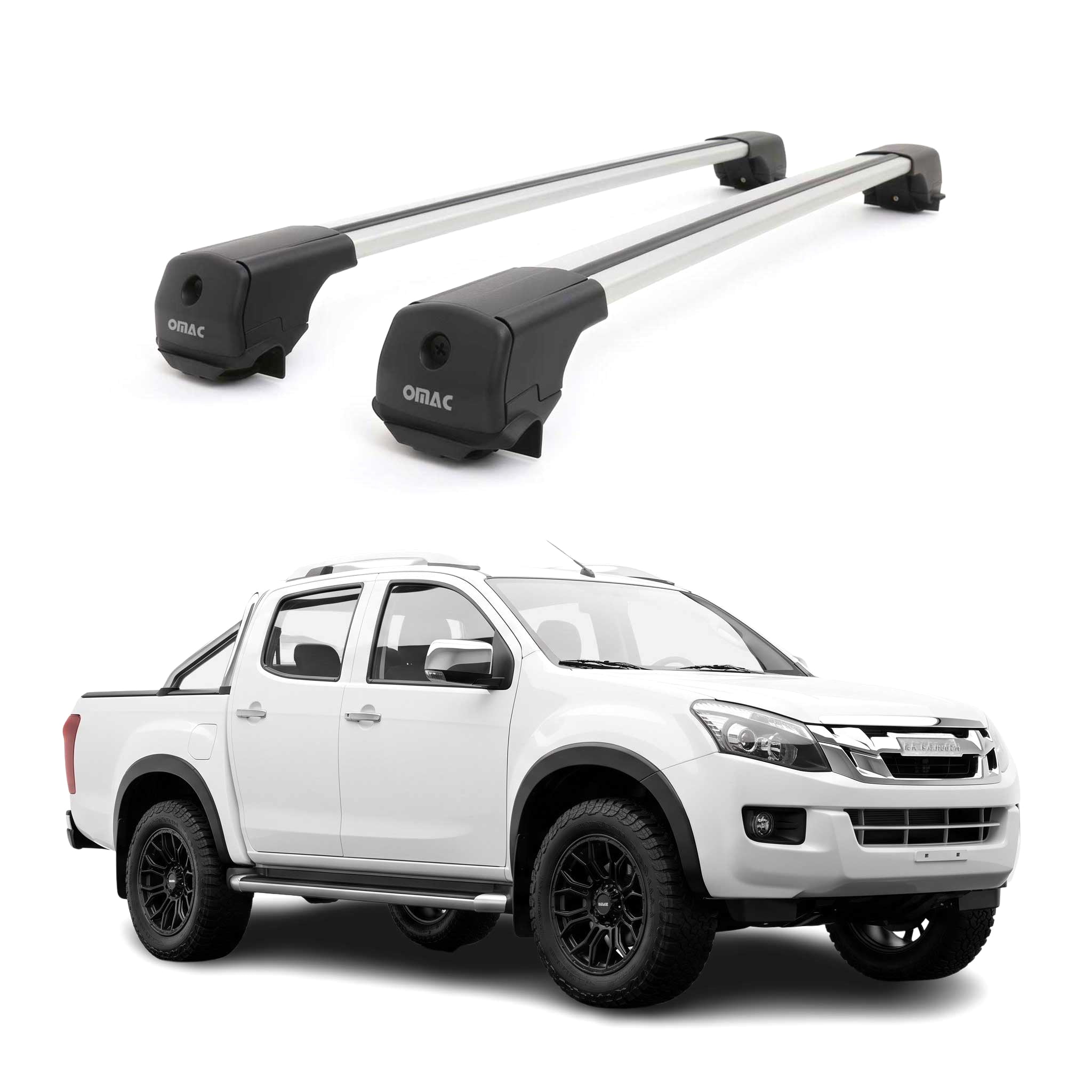 Dachträger Grundträger für Isuzu D-Max II 2012-2018 Aluminium 75kg Grau 2tlg