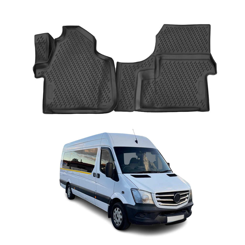 OMAC Gummimatten Fußmatten für Mercedes Sprinter W906 2006-2018 TPE Schwarz 2x