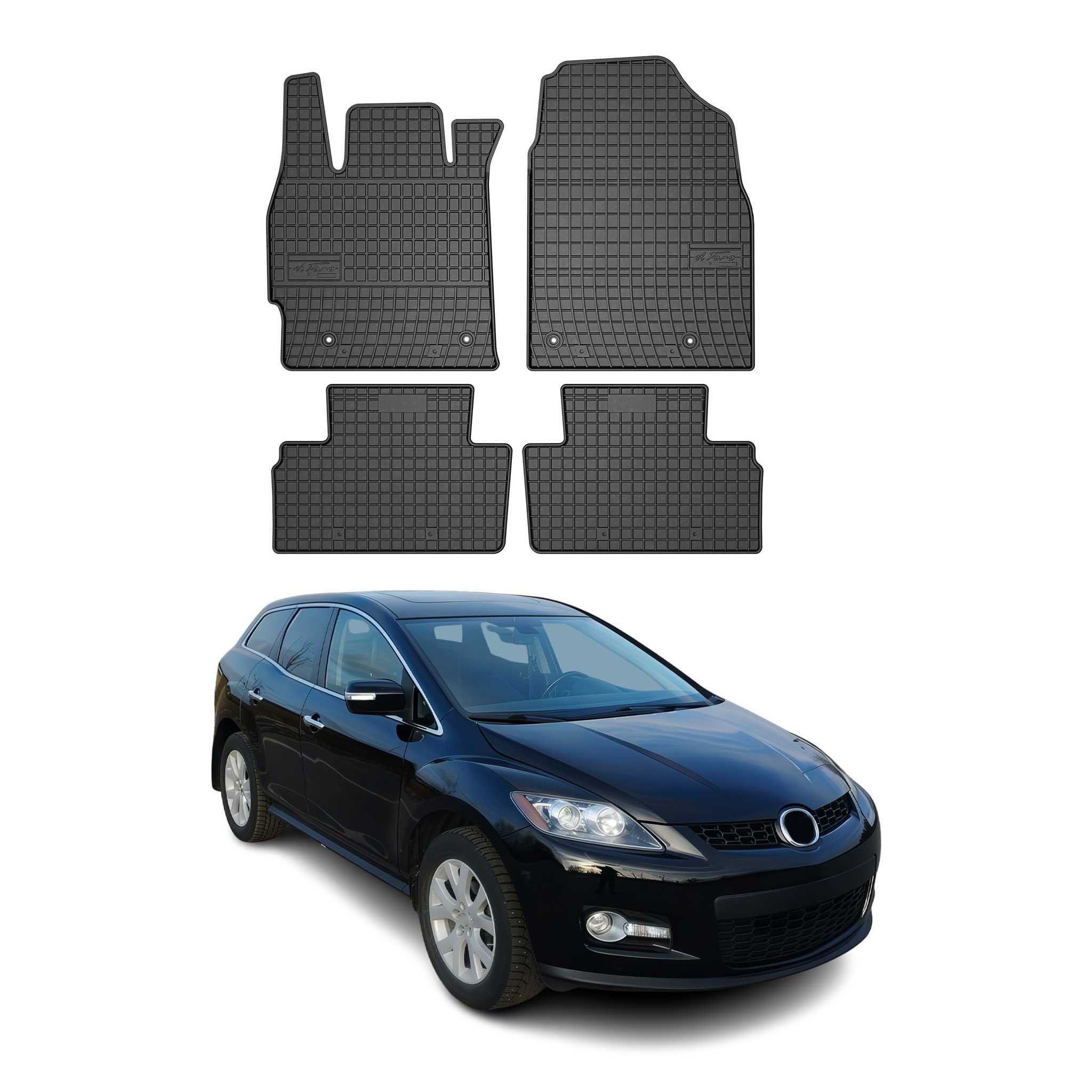 OMAC Gummi Fußmatten für Mazda CX-7 2006-2009 Automatten Gummi Schwarz 4tlg