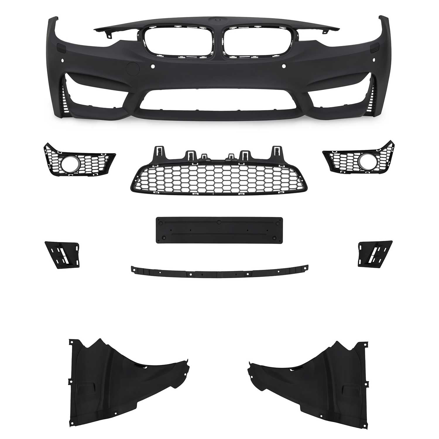 JOM Stoßstangen Kit & Seitenschweller für BMW F30 inkl. LCI 2011-2019 Schwarz