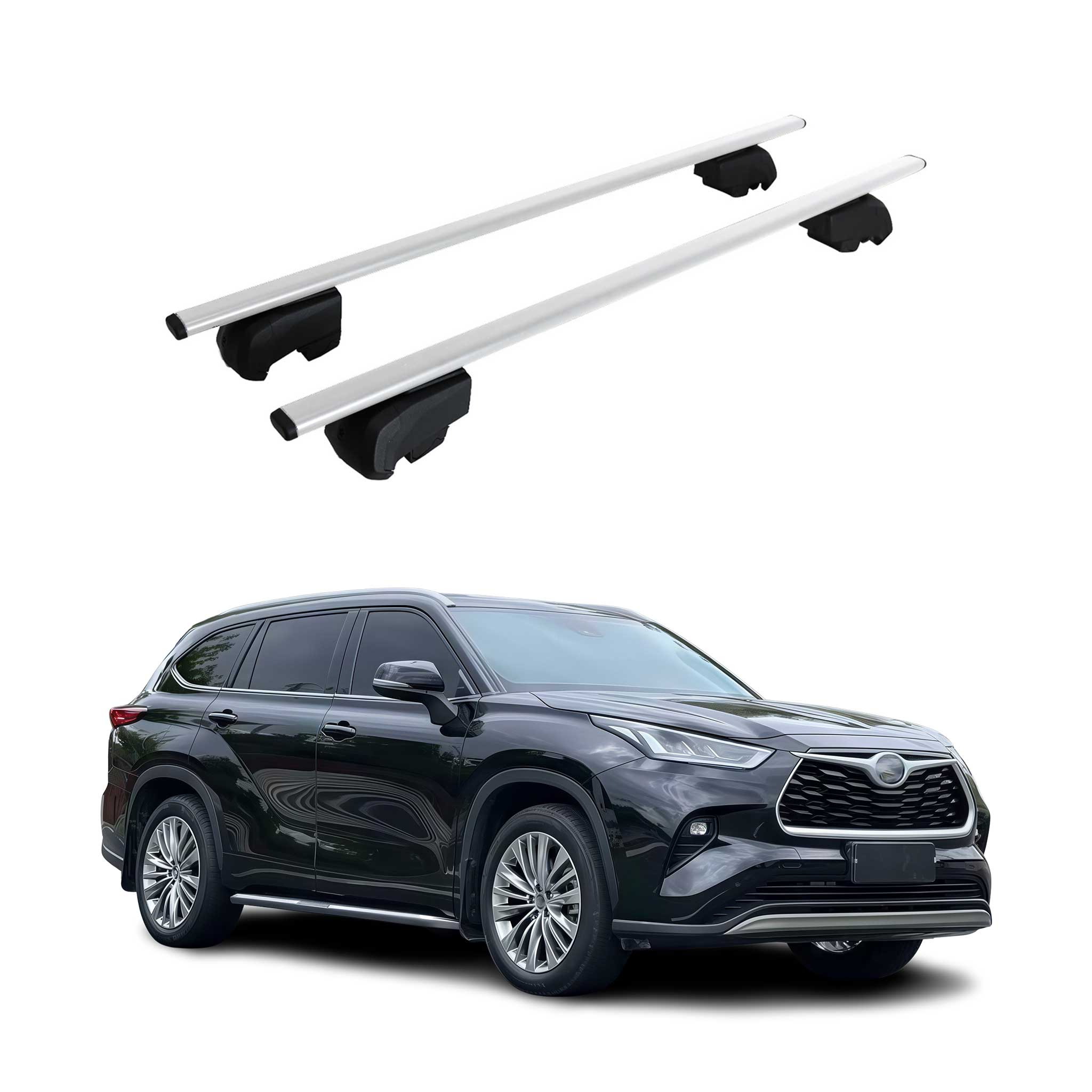Dachträger Grundtäger für Toyota Highlander 2019-2023 75kg Metall Silber 2 tlg
