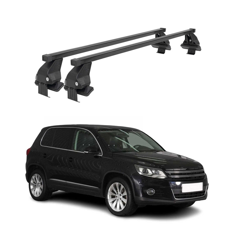 Menabo Dachträger Grundtäger für VW Tiguan mk1 2007-2011 Pre-FL 50kg Schwarz 2x