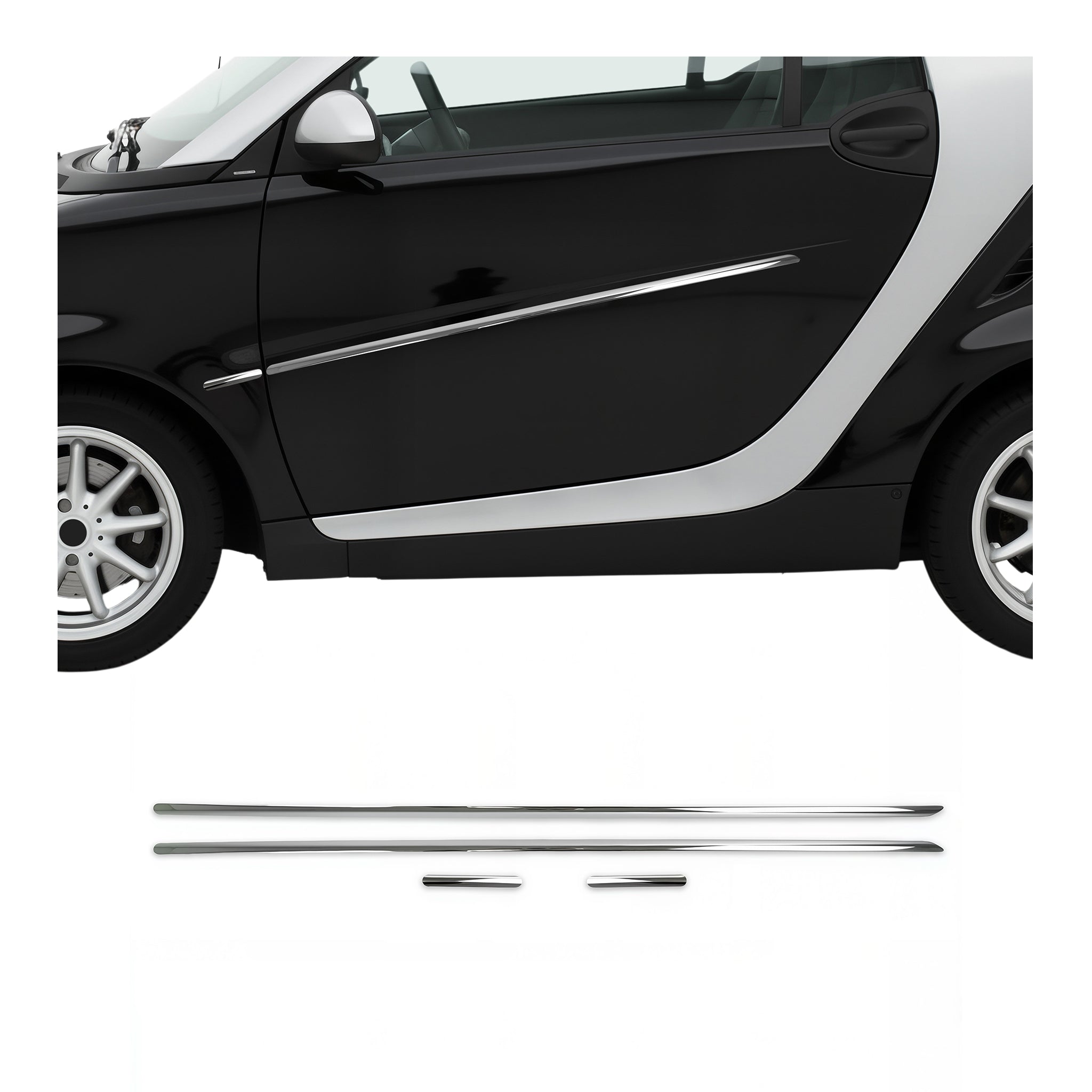 Seitentürleiste Türschutzleiste für Smart ForTwo 451 2007-2015 Chrom Stahl 4x