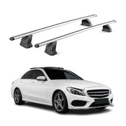 Alu Dachträger für Mercedes C Klasse W205 2015-2021 TÜV T-Nut 75 kg 2tlg Silber
