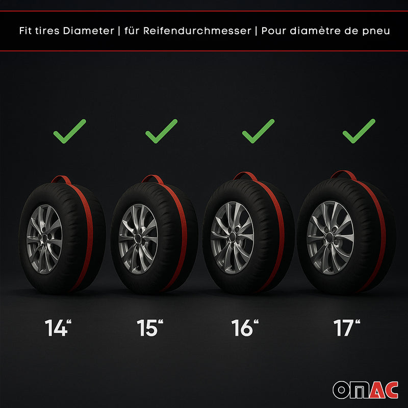 Reifentaschen Set Schutzhülle Reifenhülle 4 teilig für 14" bis 17" Felgen Tasche