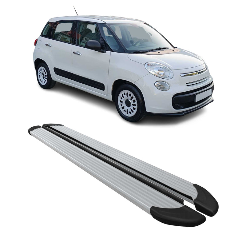 Seitenschweller Trittbretter Schweller für Fiat 500L 2012-2024 Aluminium Silber