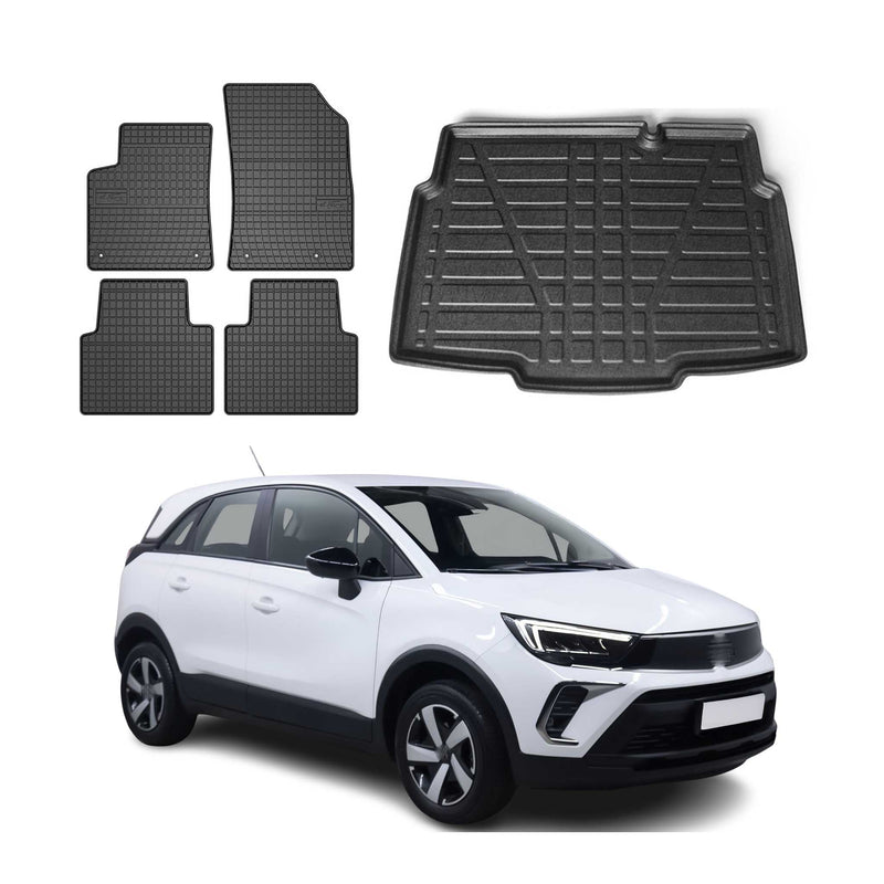 Fußmatten & Kofferraumwanne Set für Opel Crossland 2017-2025 Gummi 5x