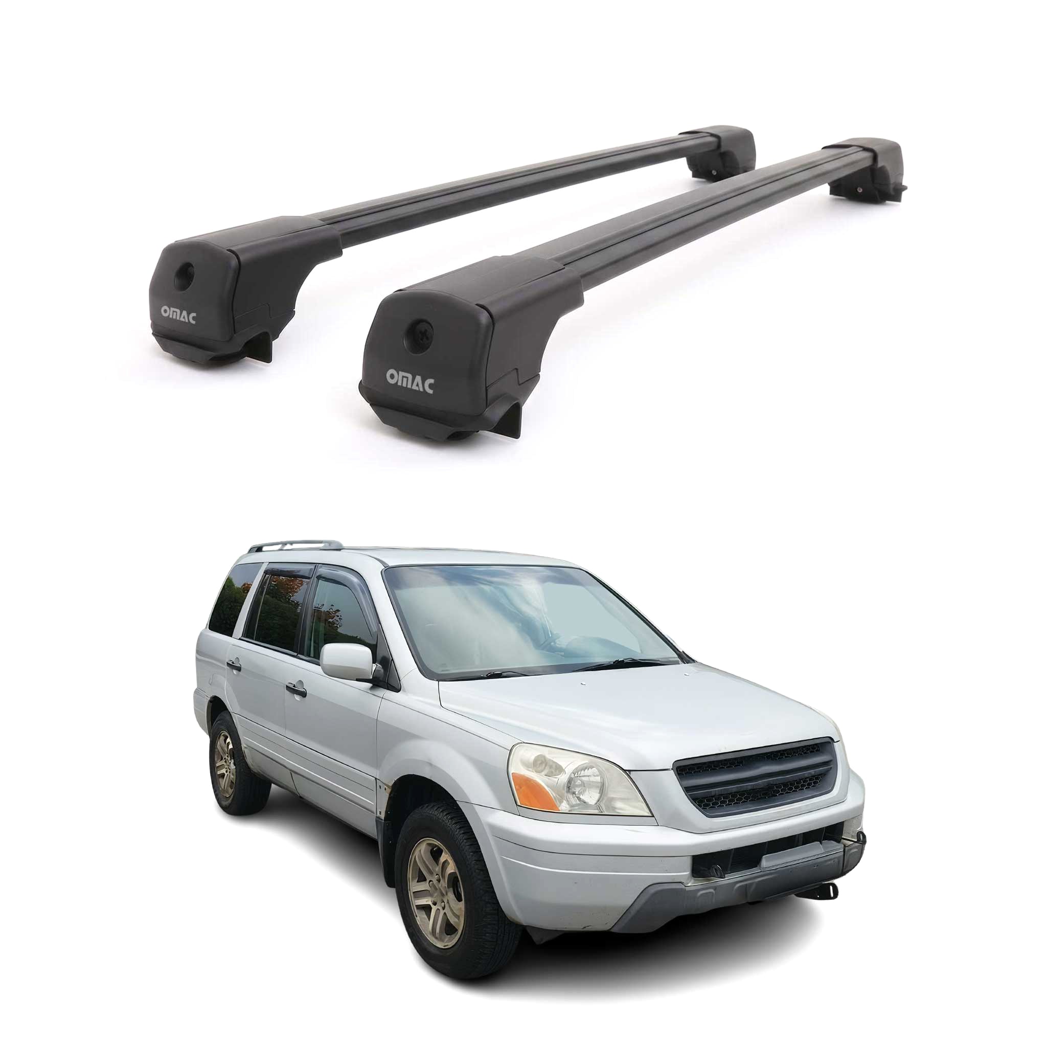 Dachträger Grundträger für Honda Pilot I 2003-2008 Aluminium 75kg Schwarz 2tlg