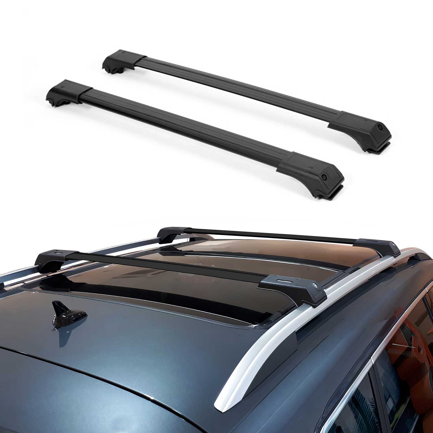 Dachträger Grundtäger für Land Rover Freelander I 1998-2006 75kg Alu Schwarz 2x