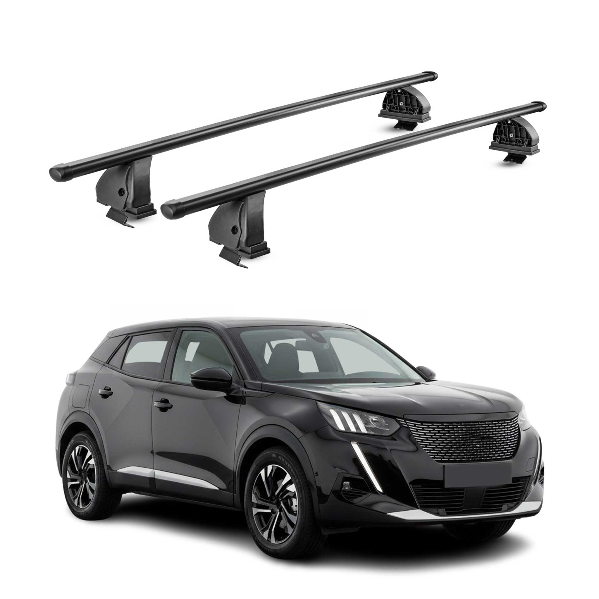 Stahl Dachträger für Peugeot 2008 2019-2026 TÜV Abschließbar 75 kg 2tlg Schwarz