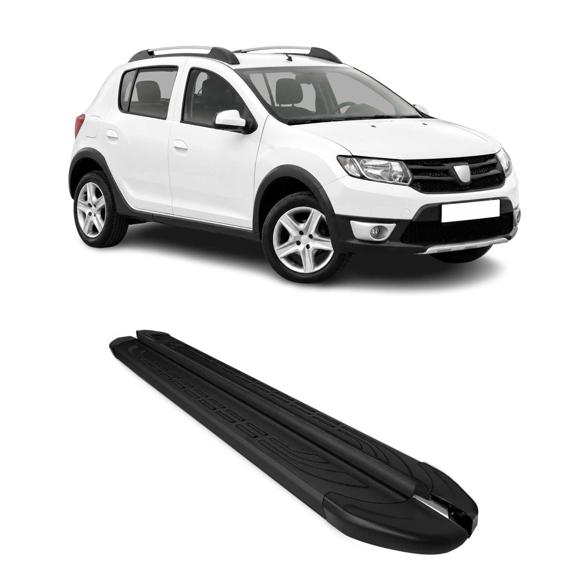 Trittbretter Seitenbretter für Dacia Sandero Stepway 2013-2020 Aluminium Schwarz