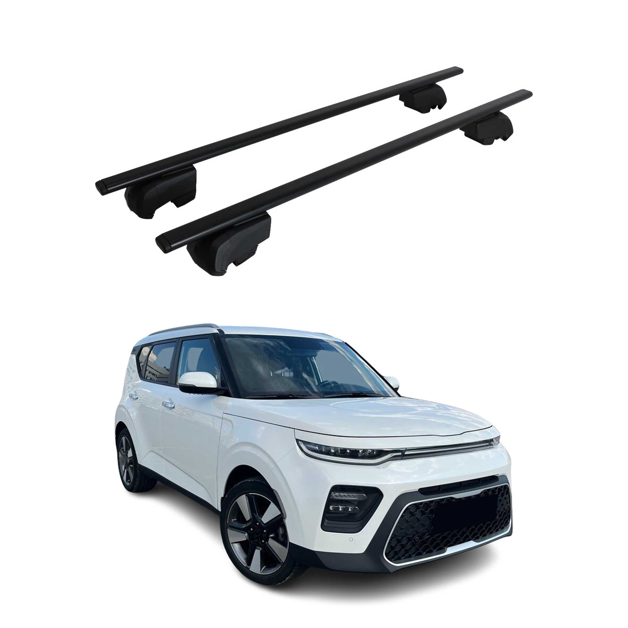 Dachträger Grundträger für Kia Soul X-Line 2020-2023 Schwarz Metall ABE 2x