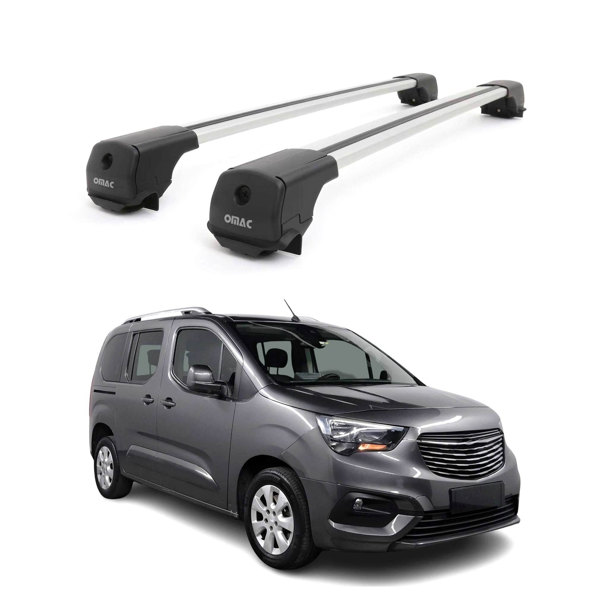 Dachträger Grundträger für Opel Combo E 2019-2026 Aluminium 75kg Grau 2tlg