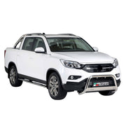 Edelstahl Seitenschweller Schwellerrohre für Ssangyong Musso 2018-2026 Silber
