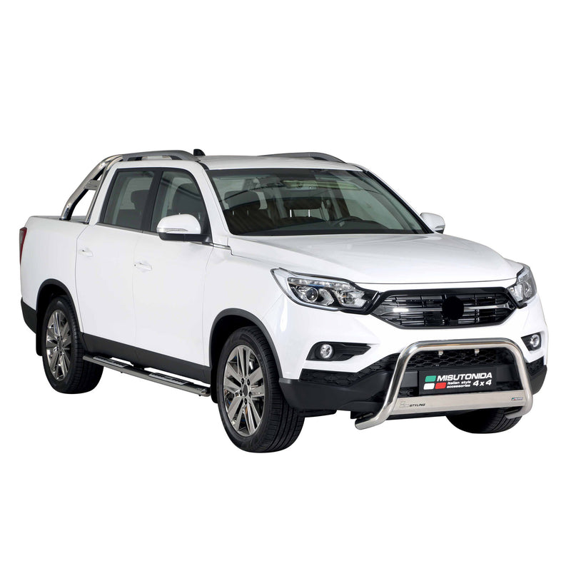 Edelstahl Seitenschweller Schwellerrohre für Ssangyong Musso 2018-2025 Silber