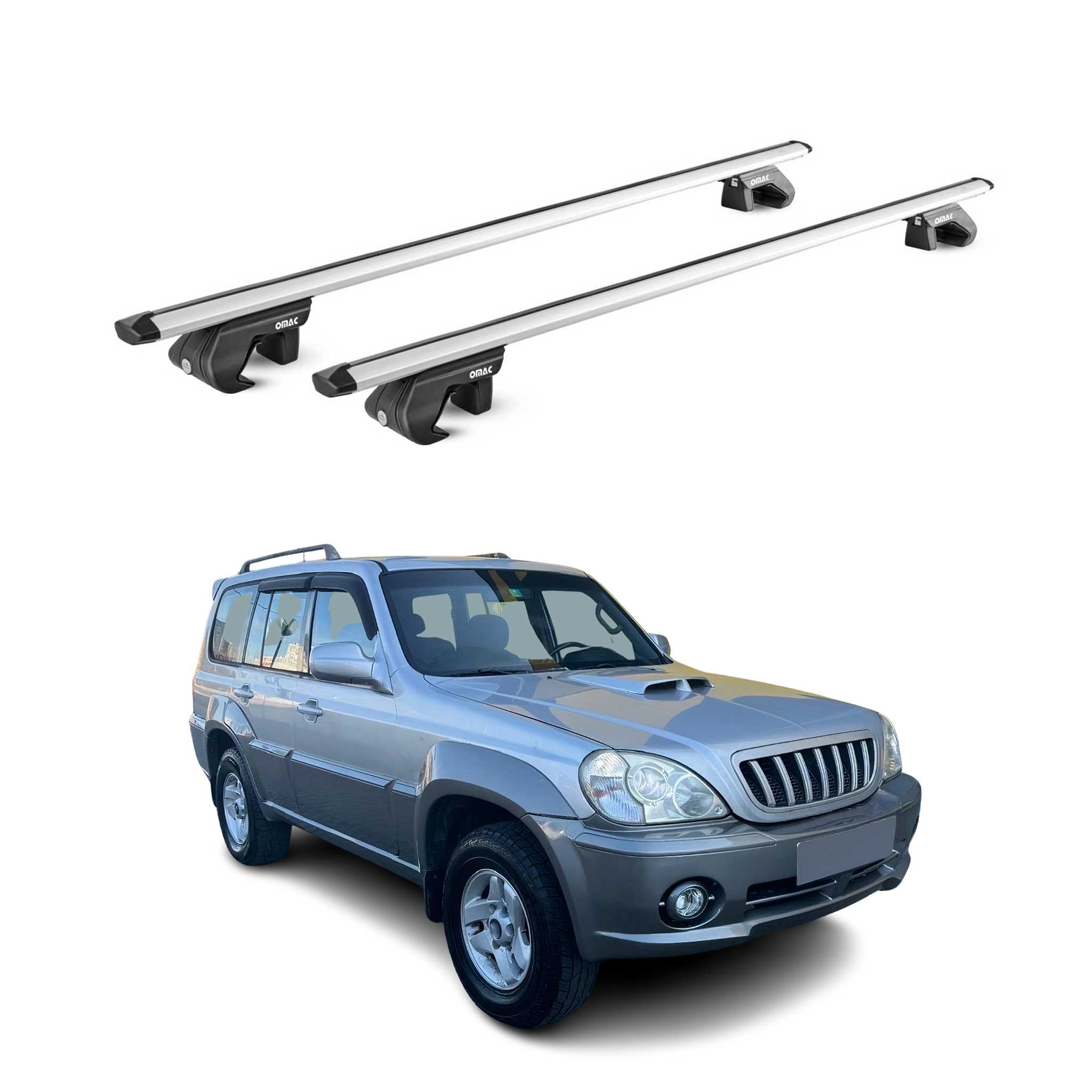 Dachträger Grundtäger für Hyundai Terracan 2001-2007 90kg Alu Silber 2 tlg ABE
