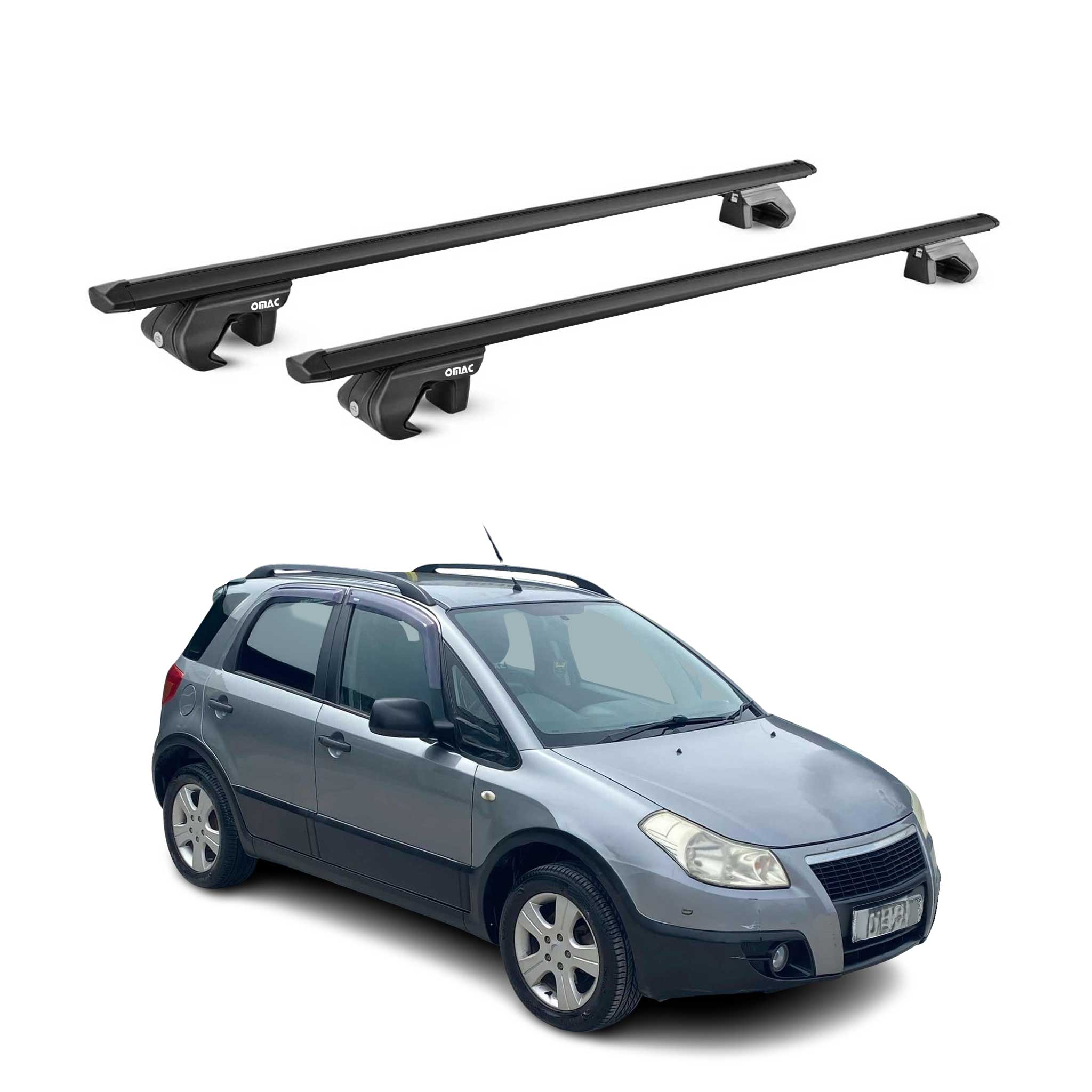 Dachträger Grundtäger für Fiat Sedici 2005-2014 90kg Aluminium Schwarz 2 tlg ABE