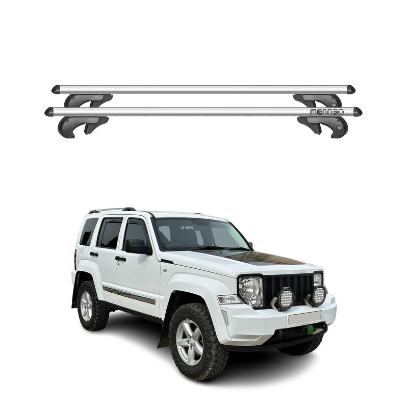 Menabo Dachträger Grundtäger für Jeep Cherokee KK 2008-2013 90kg Alu Silber 2x