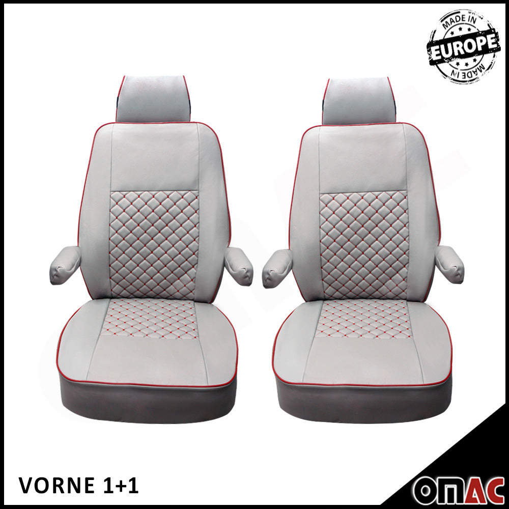 Kunstleder Sitzbezug Sitzbezüge Grau Leder für VW T5 T6 Multivan Carav