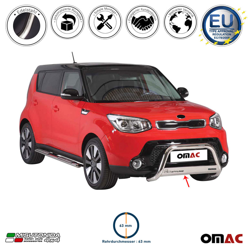 Frontbügel Frontschutzbügel für Kia Soul 2013-2017 ø63mm Stahl Silber Schutz