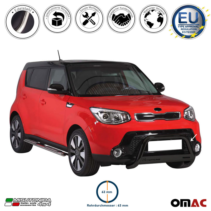 Frontbügel Frontschutzbügel für Kia Soul 2013-2017 ø63mm Stahl Schwarz Schutz