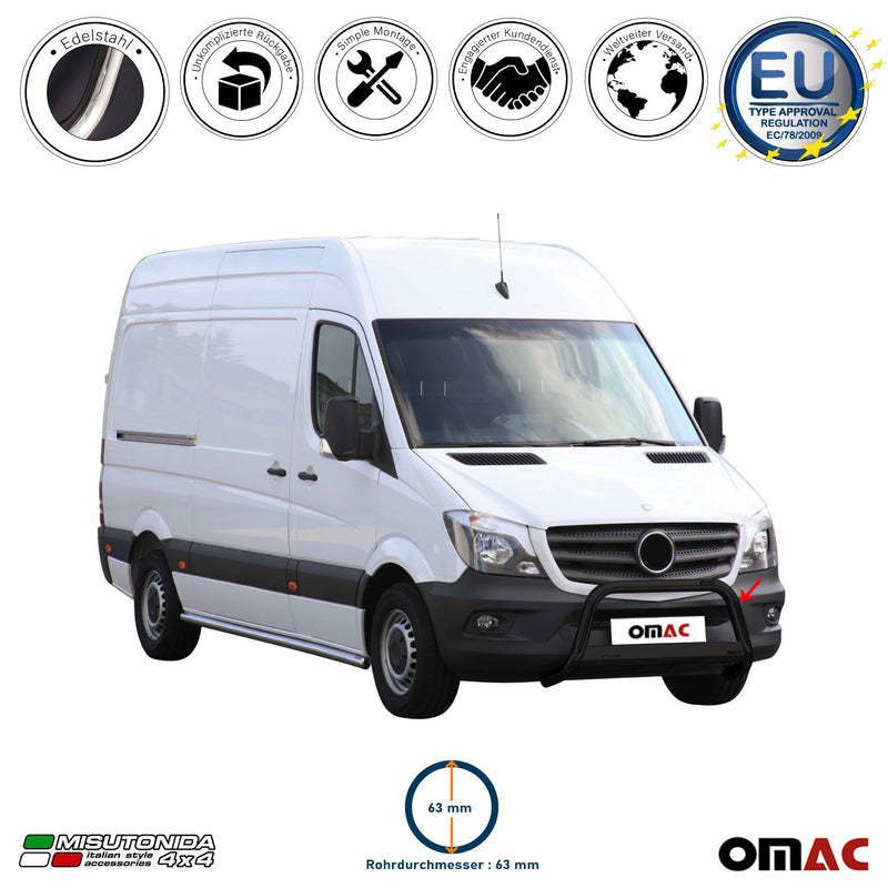 Frontbügel Frontschutzbügel für Mercedes Sprinter 2013-2018 ø63mm Stahl Schwarz